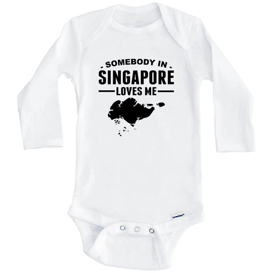 Somebody In Singapore Loves Me Baby Onesie (Long Sleeves)
