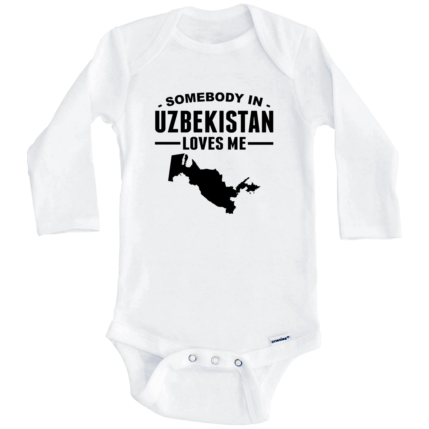 Somebody In Uzbekistan Loves Me Baby Onesie (Long Sleeves)