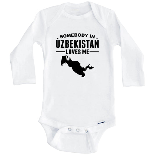 Somebody In Uzbekistan Loves Me Baby Onesie (Long Sleeves)