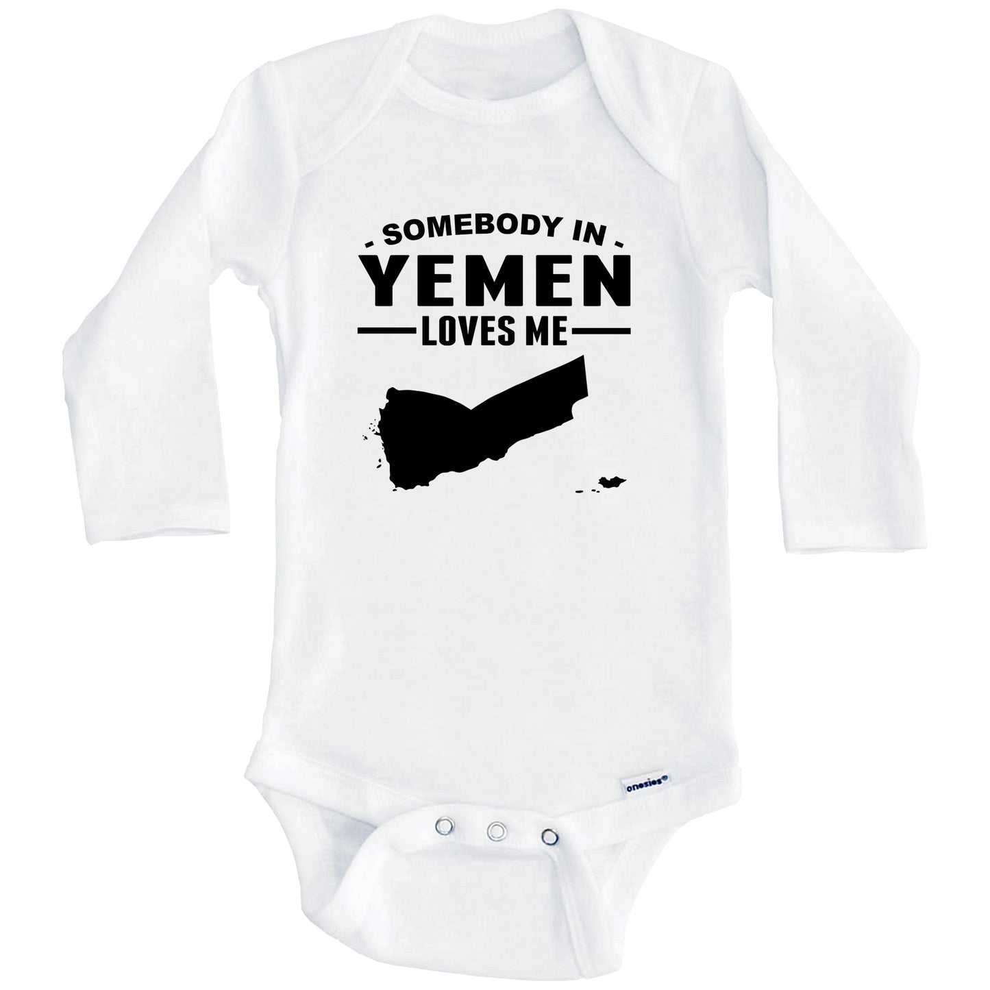 Somebody In Yemen Loves Me Baby Onesie (Long Sleeves)