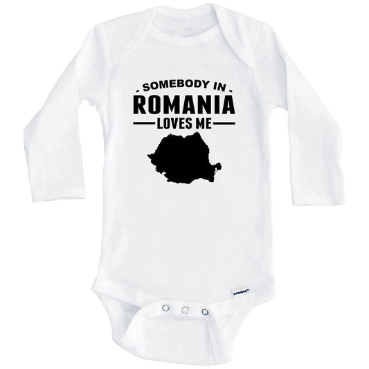 Somebody In Romania Loves Me Baby Onesie (Long Sleeves)