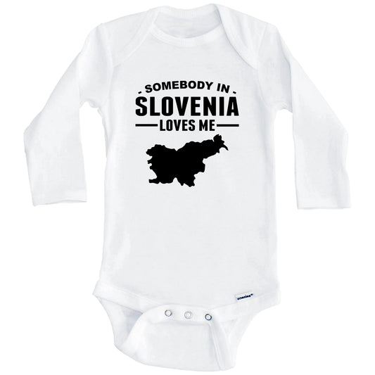 Somebody In Slovenia Loves Me Baby Onesie (Long Sleeves)