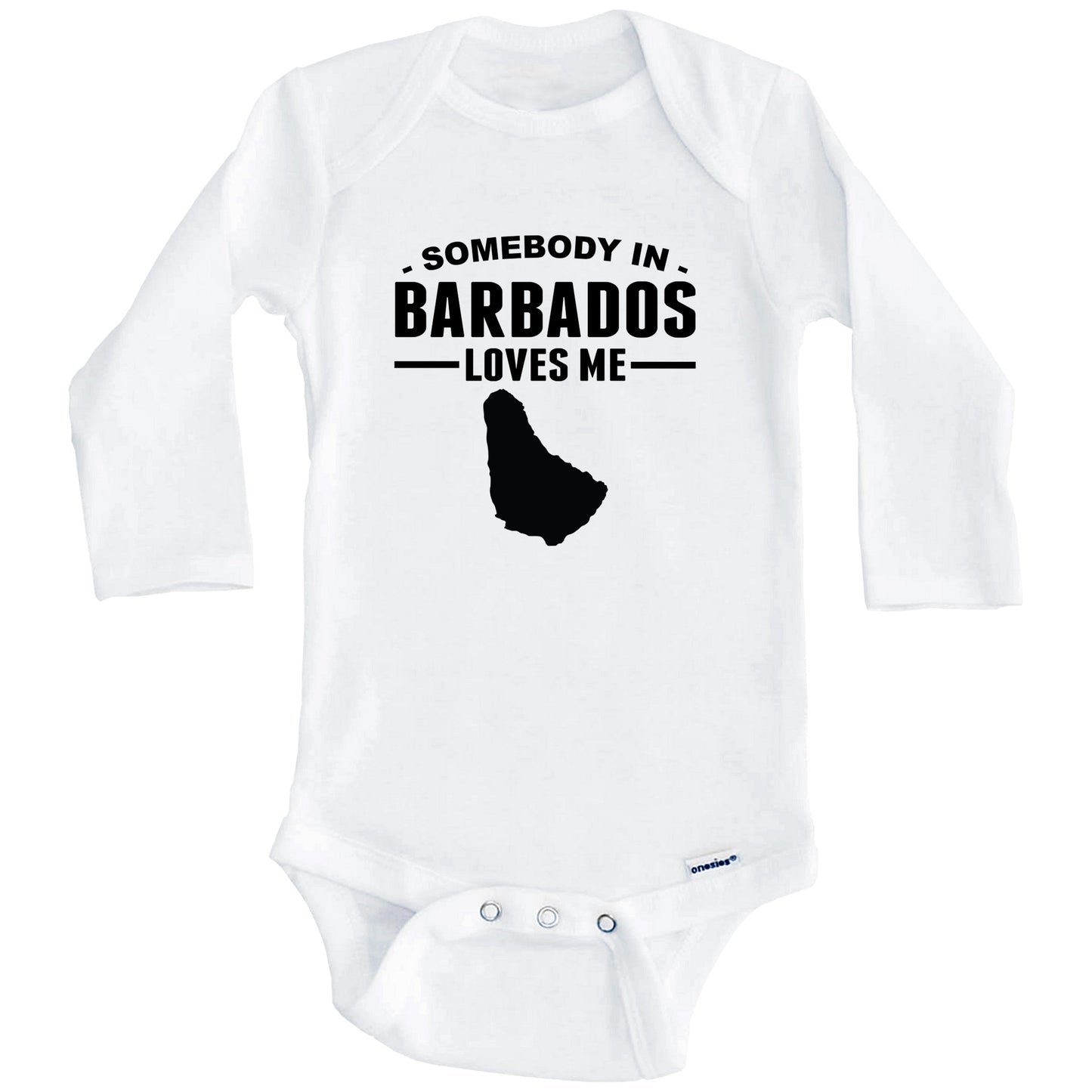 Somebody In Barbados Loves Me Baby Onesie (Long Sleeves)