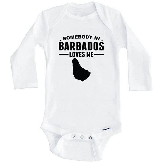 Somebody In Barbados Loves Me Baby Onesie (Long Sleeves)