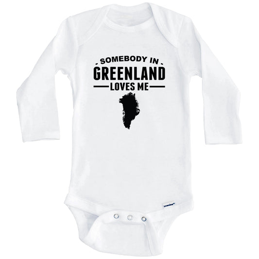 Somebody In Greenland Loves Me Baby Onesie (Long Sleeves)
