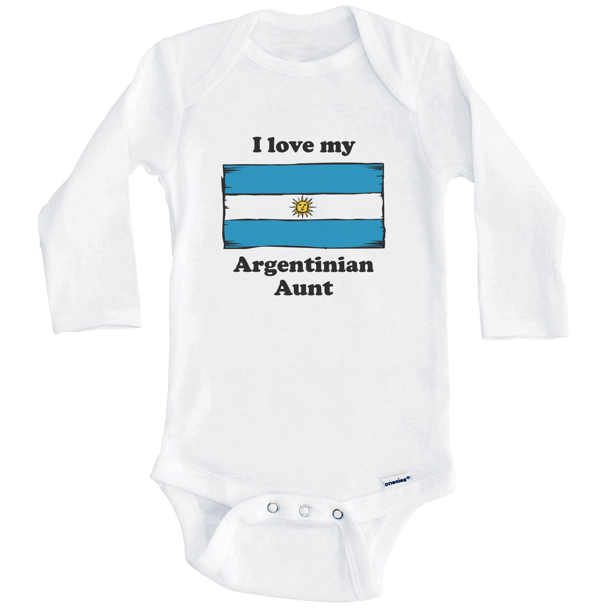 I Love My Argentinian Aunt Argentina Flag Niece Nephew Baby Onesie (Long Sleeves)
