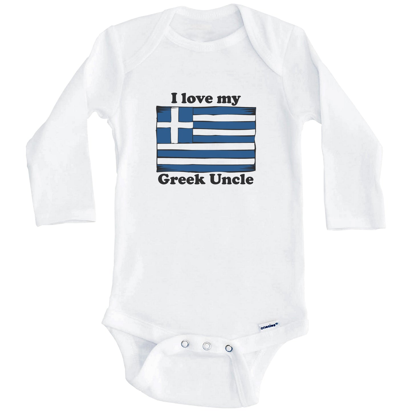 I Love My Greek Uncle Greece Flag Niece Nephew Baby Onesie (Long Sleeves)
