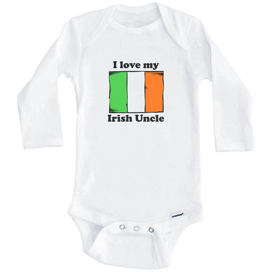 I Love My Irish Uncle Ireland Flag Niece Nephew Baby Onesie (Long Sleeves)