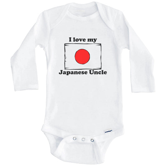 I Love My Japanese Uncle Japan Flag Niece Nephew Baby Onesie (Long Sleeves)