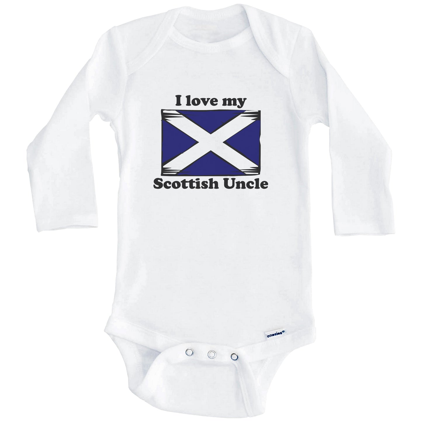 I Love My Scottish Uncle Scotland Flag Niece Nephew Baby Onesie (Long Sleeves)