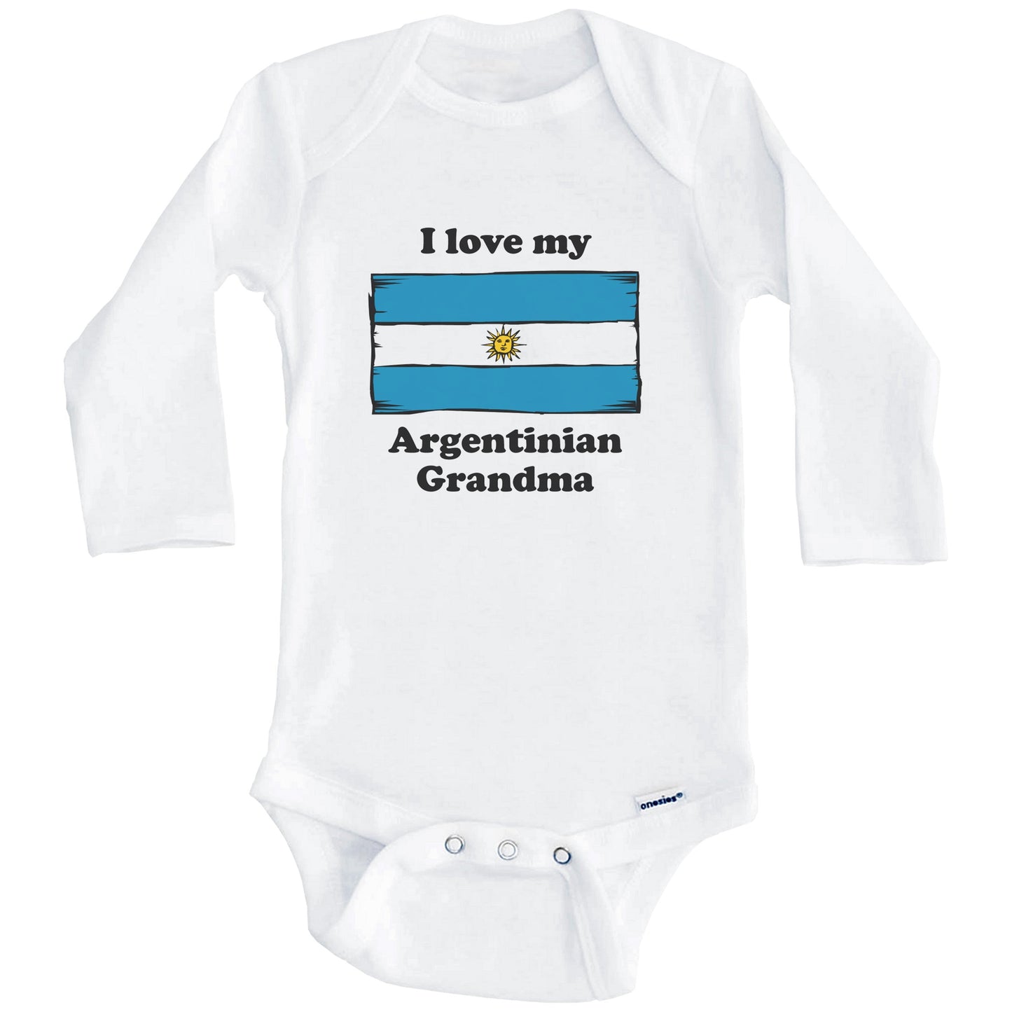 I Love My Argentinian Grandma Argentina Flag Grandchild Baby Onesie (Long Sleeves)