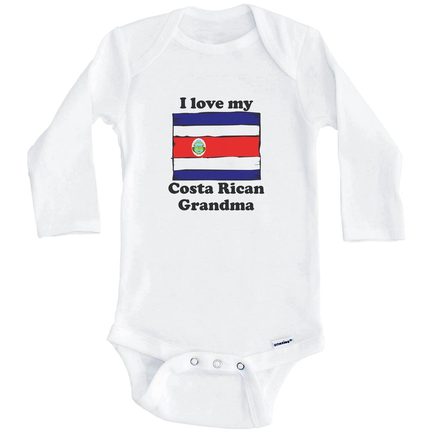 I Love My Costa Rican Grandma Costa Rica Flag Grandchild Baby Onesie (Long Sleeves)