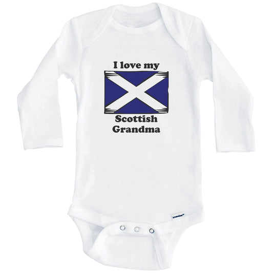 I Love My Scottish Grandma Scotland Flag Grandchild Baby Onesie (Long Sleeves)