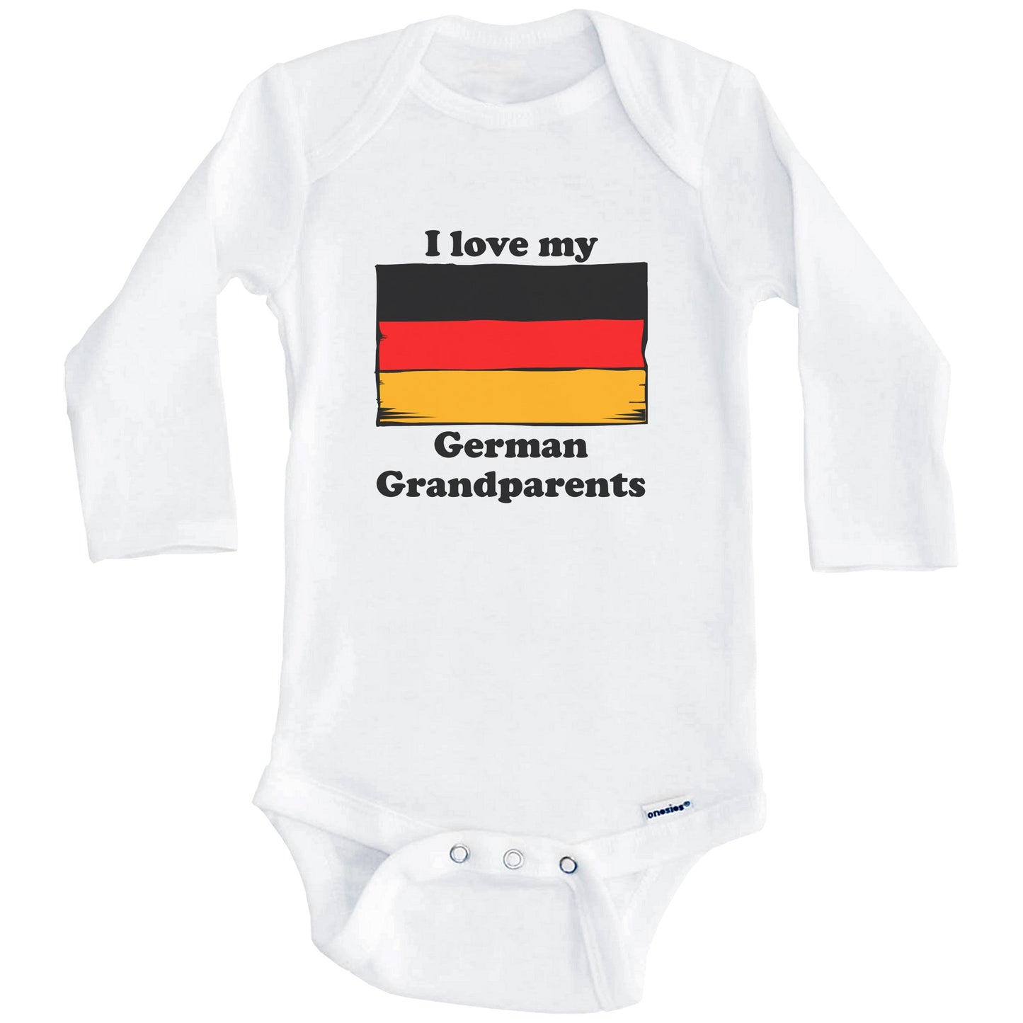 I Love My German Grandparents Germany Flag Grandchild Baby Onesie (Long Sleeves)