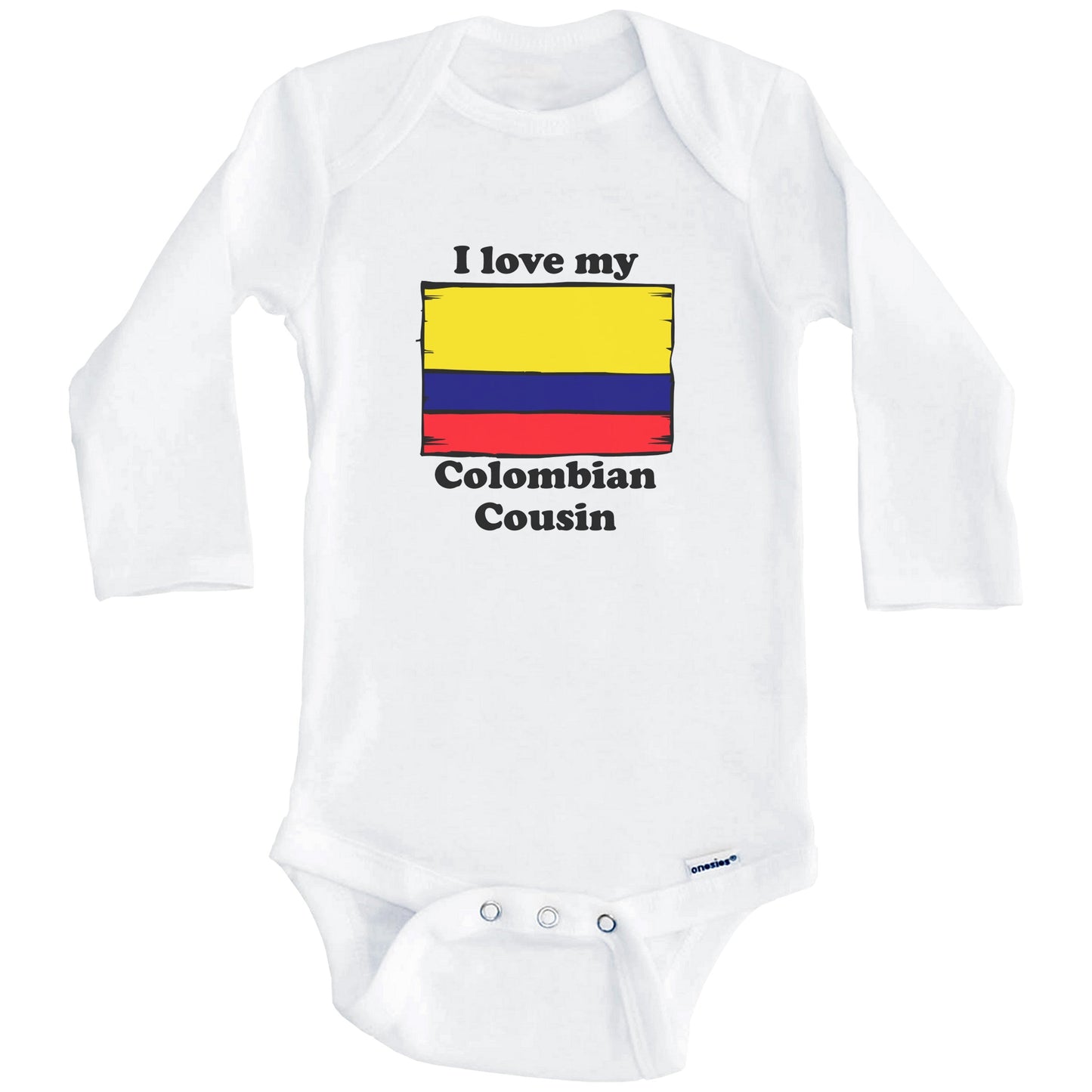 I Love My Colombian Cousin Colombia Flag Baby Onesie (Long Sleeves)