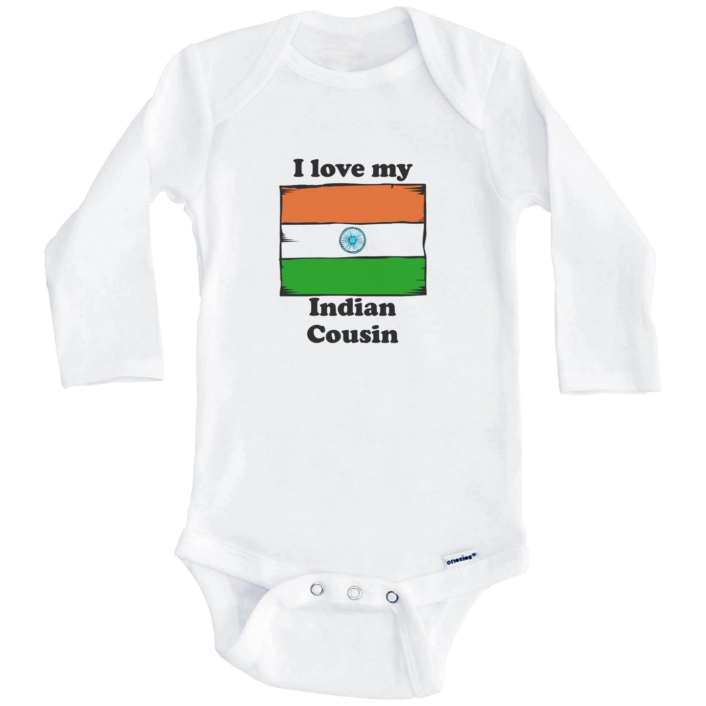 I Love My Indian Cousin India Flag Baby Onesie (Long Sleeves)