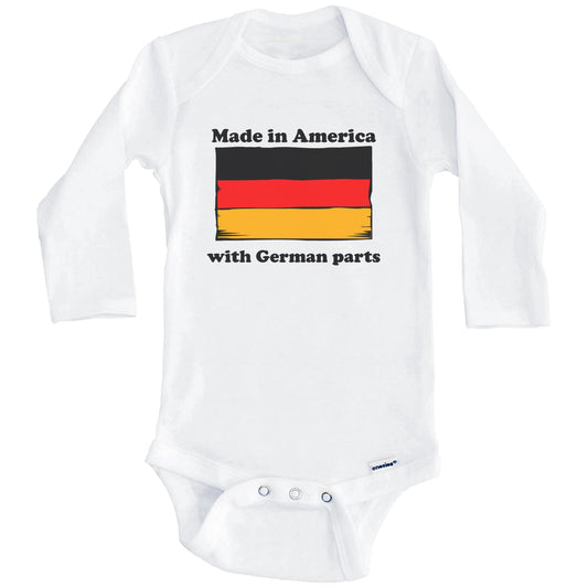 Made In America With German Parts Funny Germany Flag Baby Onesie (Long Sleeves)