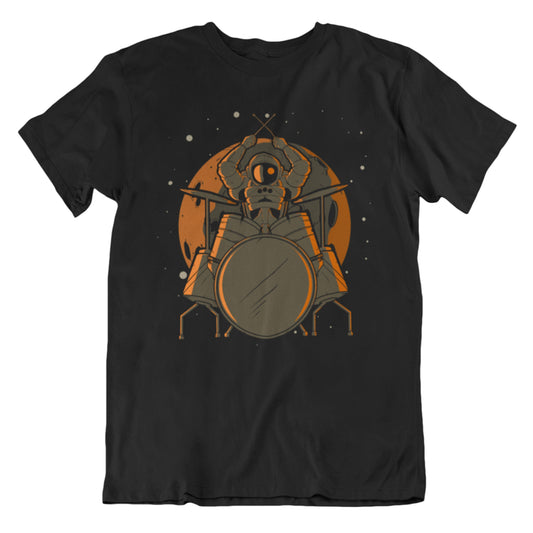 Drummer Astronaut Outer Space Spaceman Drums T-Shirt - Men's Astronaut Shirt