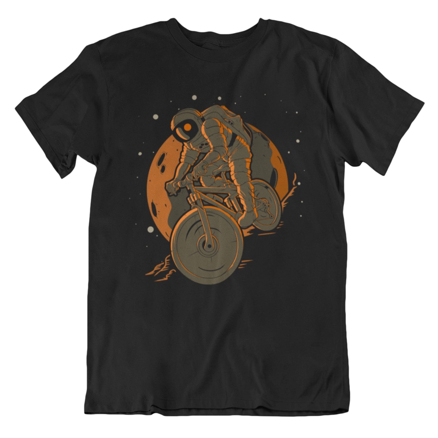 Mountain Biking Astronaut Outer Space Spaceman Mountain Bike T-Shirt - Men's Astronaut Shirt