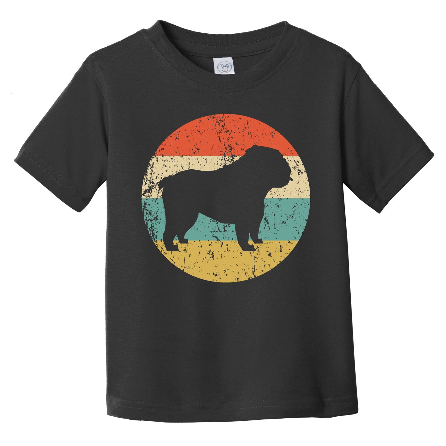 Retro English Bulldog Icon Dog Silhouette Infant Toddler T-Shirt