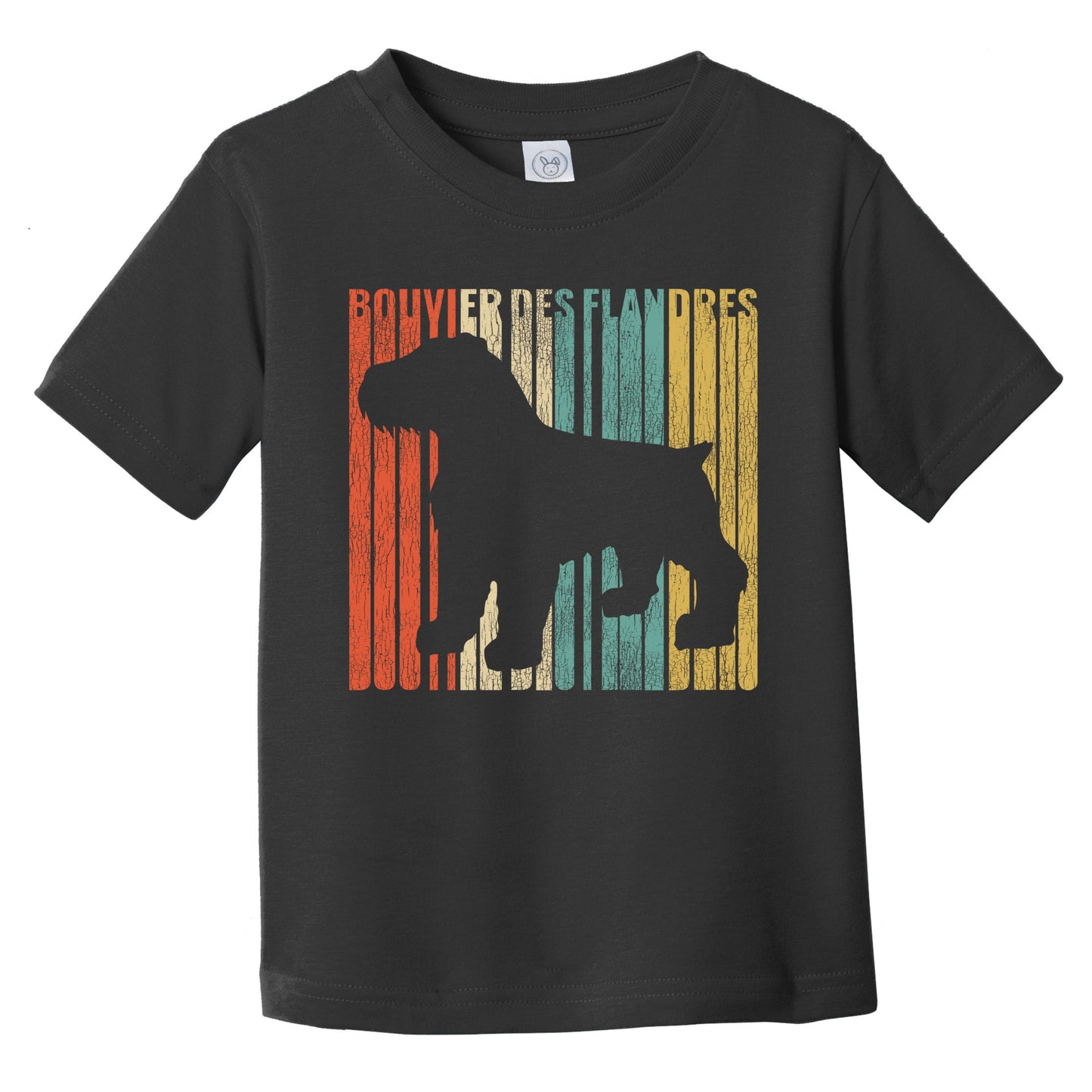 Retro Border Terrier Dog Silhouette Cracked Distressed Infant Toddler T-Shirt