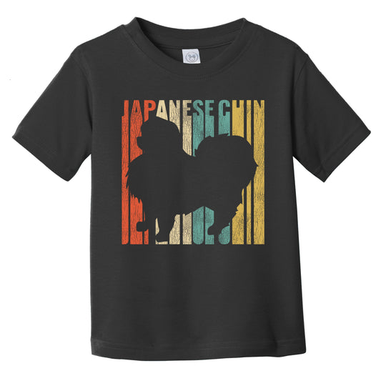 Retro Japanese Chin Dog Silhouette Cracked Distressed Infant Toddler T-Shirt