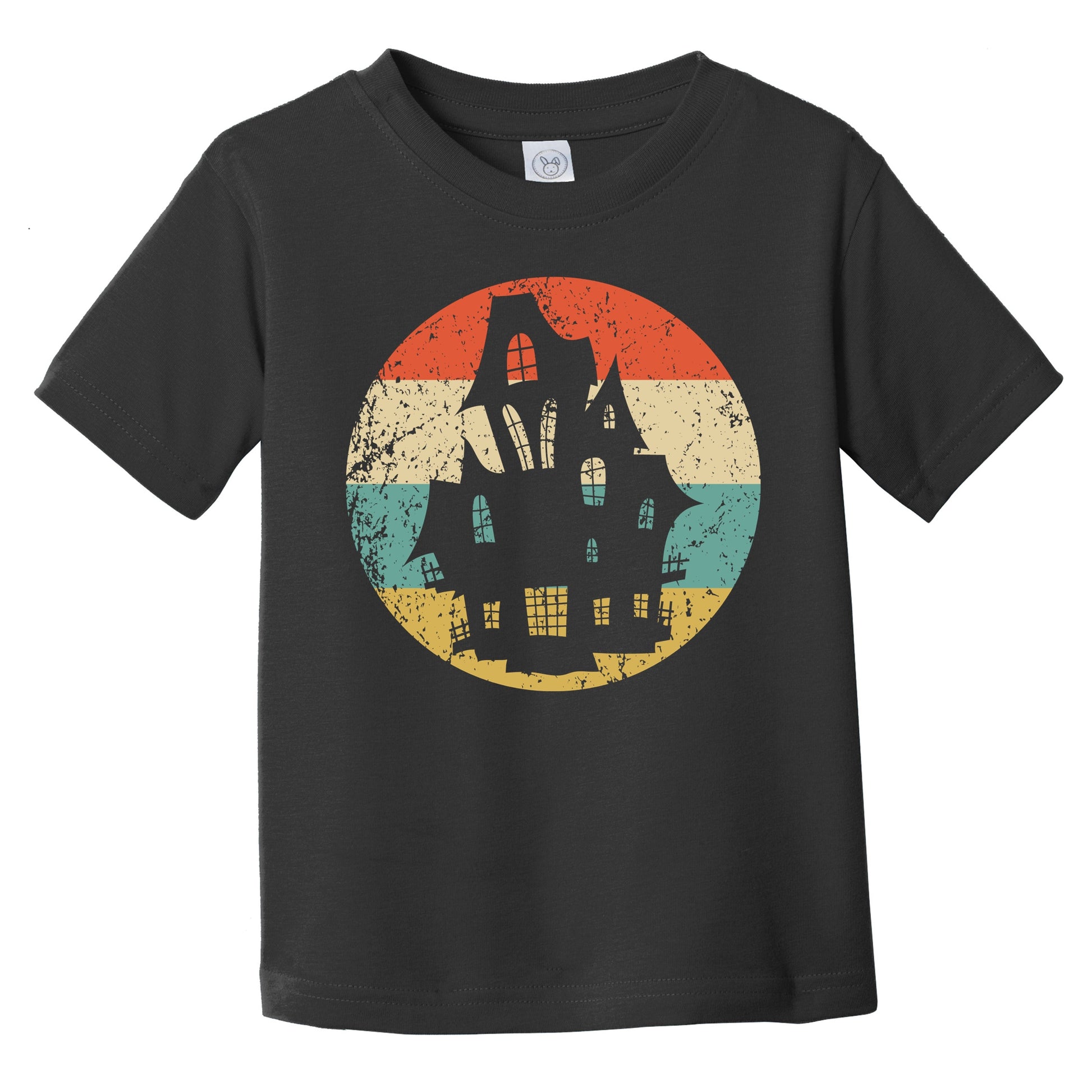 Retro Spooky Scary Haunted House Silhouette Creepy Halloween Infant Toddler T-Shirt