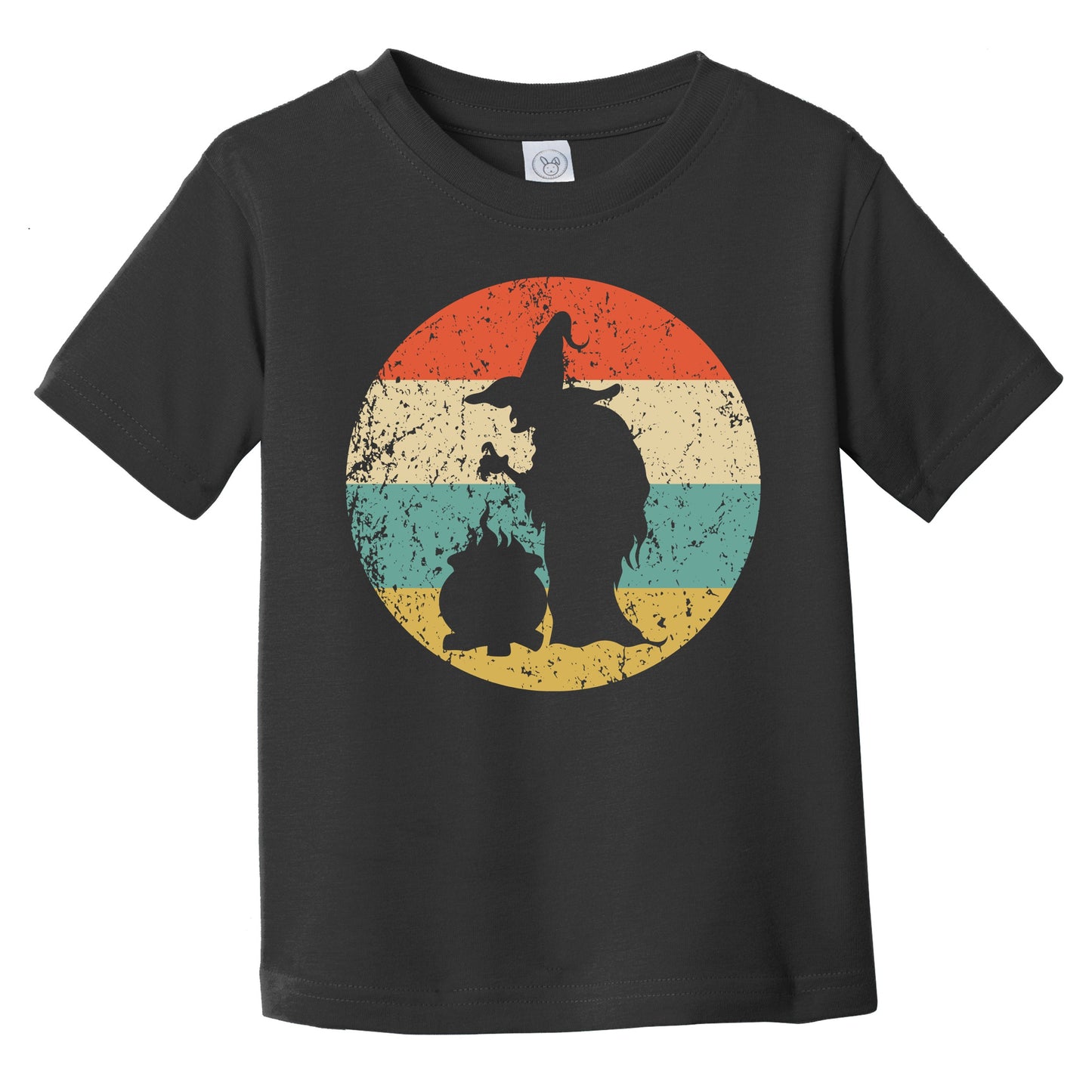 Retro Spooky Scary Witch with Cauldron Silhouette Halloween Infant Toddler T-Shirt