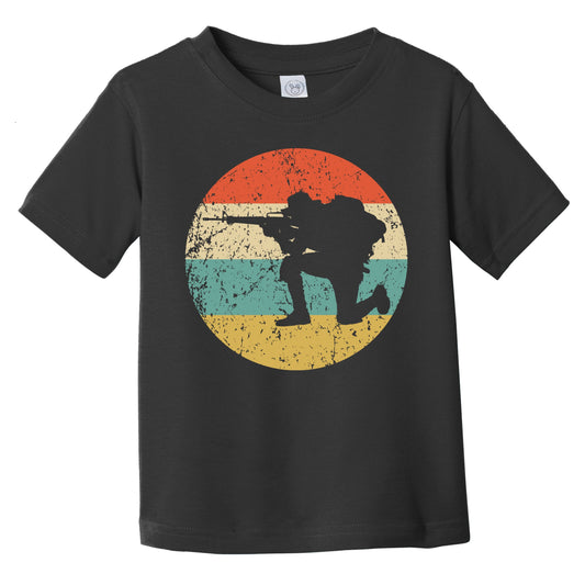 Crouching Soldier Silhouette Retro Military Infant Toddler T-Shirt
