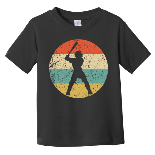 Baseball Player Baseball Batter Silhouette Retro Sports Infant Toddler T-Shirt