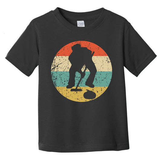 Curling Curler Silhouette Retro Sports Infant Toddler T-Shirt