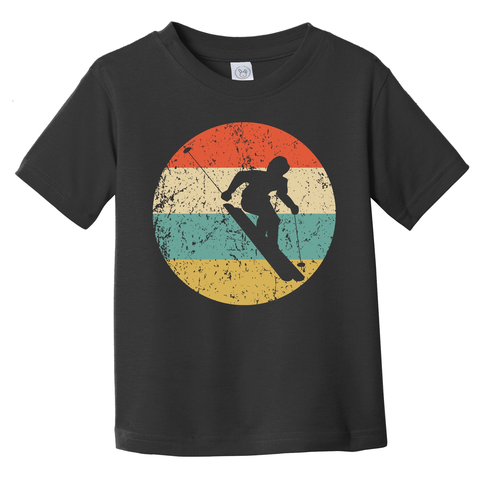 Downhill Skier Skiing Silhouette Retro Winter Sports Infant Toddler T-Shirt