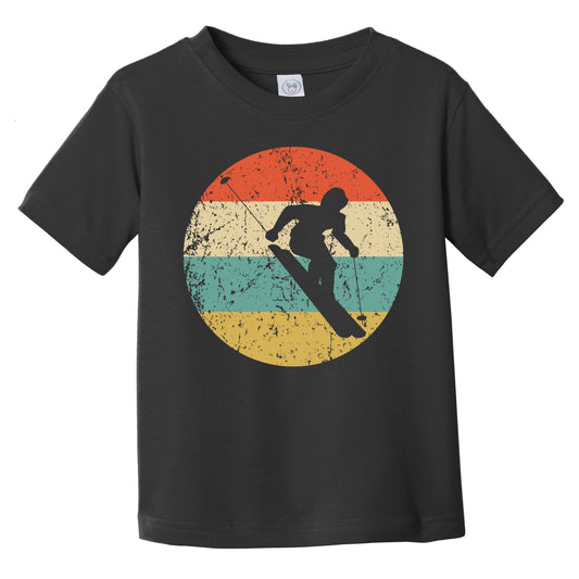 Downhill Skier Skiing Silhouette Retro Winter Sports Infant Toddler T-Shirt