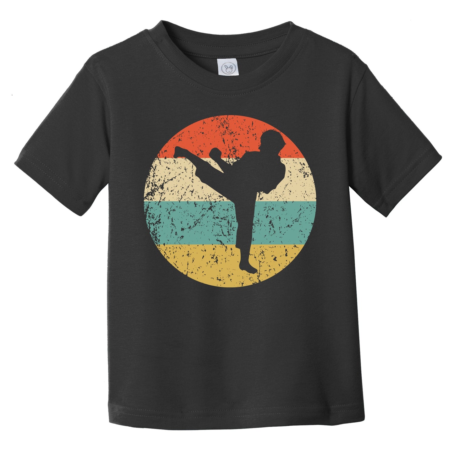 Taekwondo Karate Kick Silhouette Retro Martial Arts Infant Toddler T-Shirt