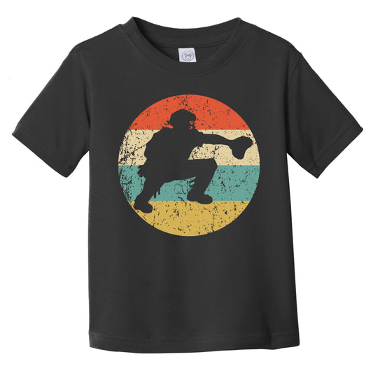 Baseball Catcher Silhouette Retro Baseball Infant Toddler T-Shirt
