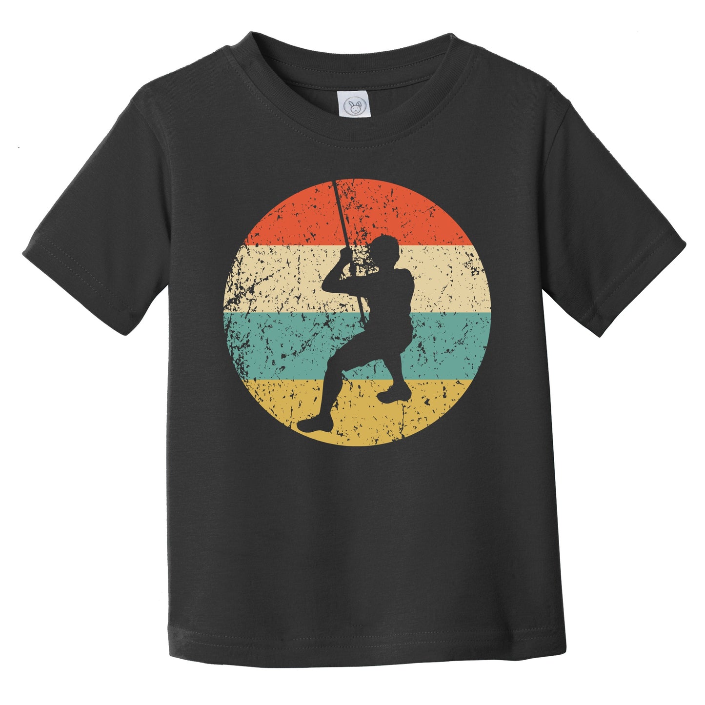 Rock Climber Rappelling Silhouette Retro Rock Climbing Infant Toddler T-Shirt