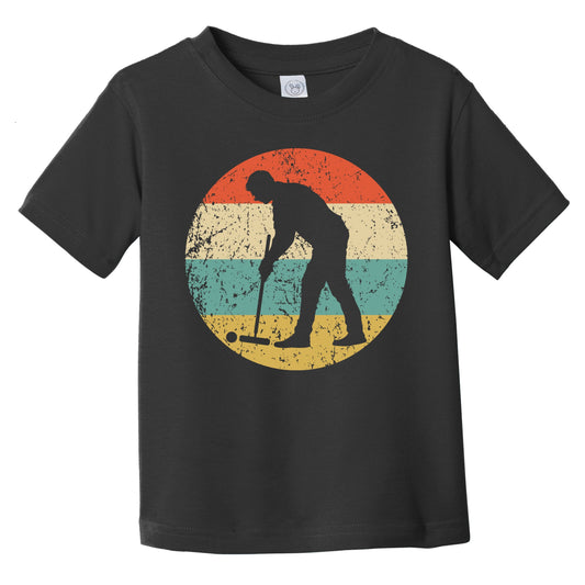 Man Playing Croquet Silhouette Retro Croquet Infant Toddler T-Shirt