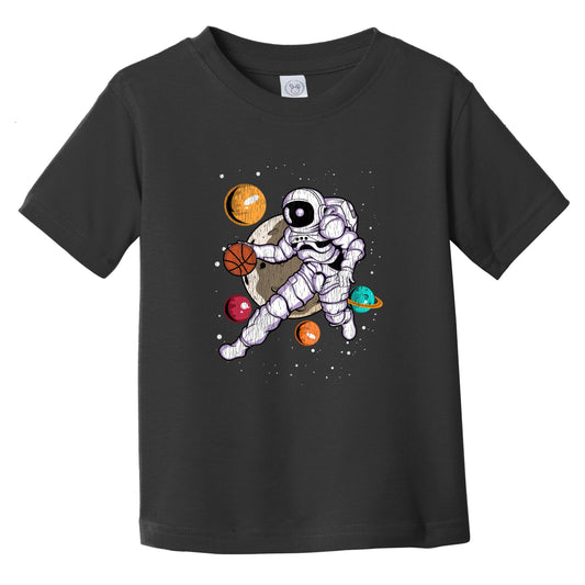 Basketball Astronaut Outer Space Spaceman Distressed Infant Toddler T-Shirt