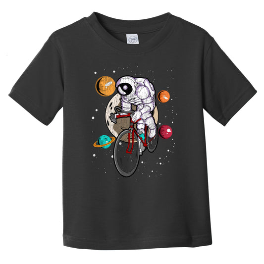 Cycling Astronaut Outer Space Spaceman Bike Distressed Infant Toddler T-Shirt