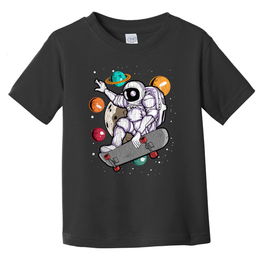 Skateboarding Astronaut Outer Space Spaceman Skater Distressed Infant Toddler T-Shirt