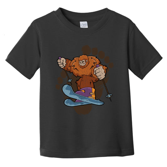 Toddler Bigfoot Skiing Shirt - Sasquatch on Skis Infant Toddler T-Shirt
