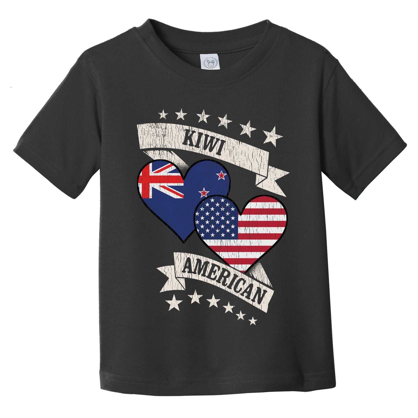 Kiwi American Heart Flags New Zealand America Infant Toddler T-Shirt