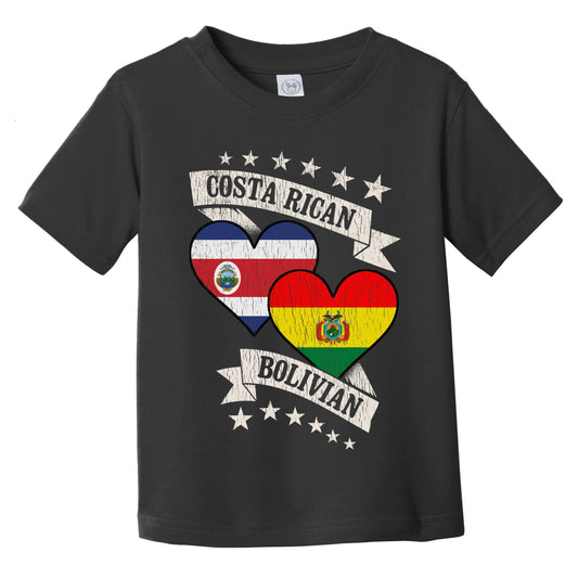 Costa Rican Bolivian Heart Flags Costa Rica Bolivia Infant Toddler T-Shirt