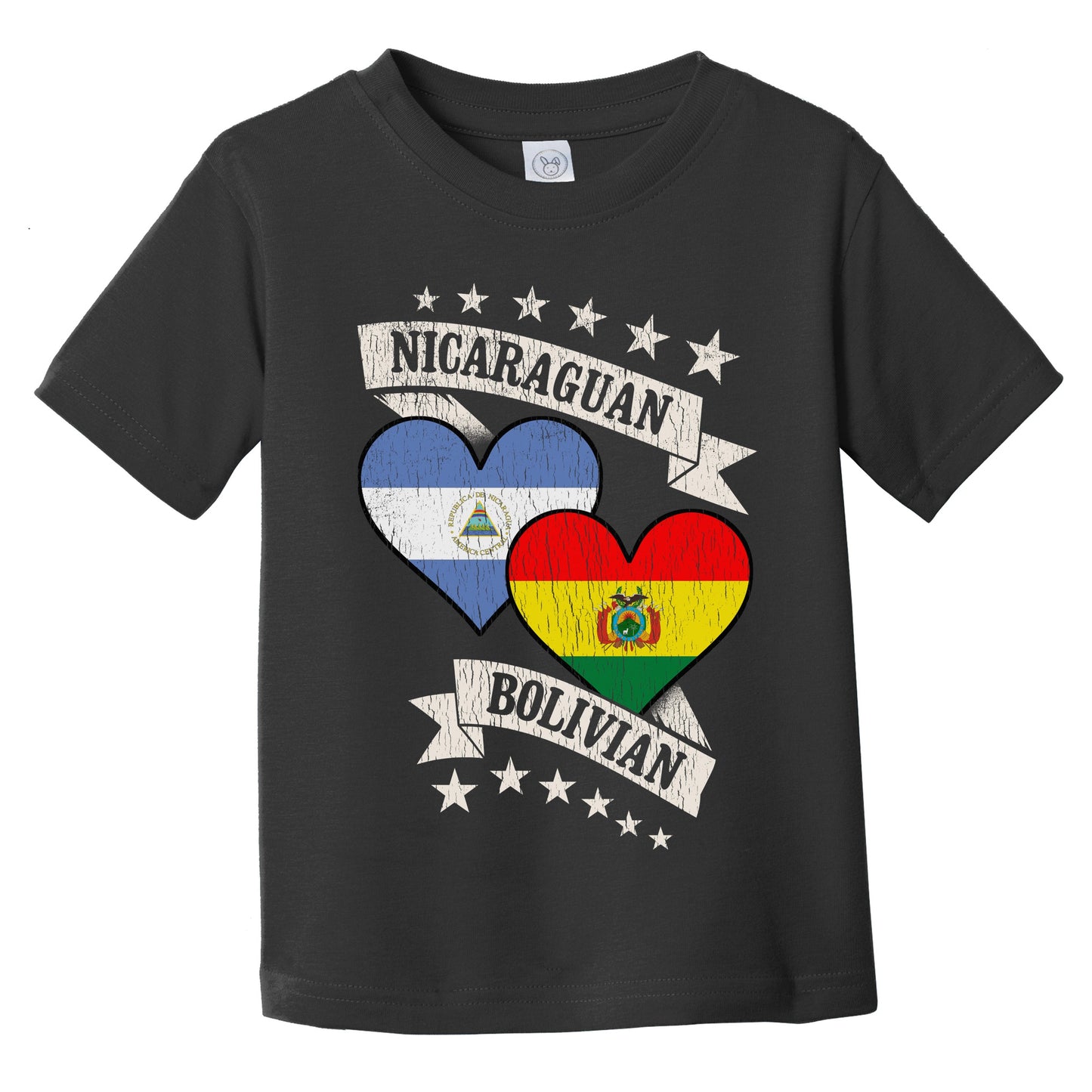 Nicaraguan Bolivian Heart Flags Nicaragua Bolivia Infant Toddler T-Shirt