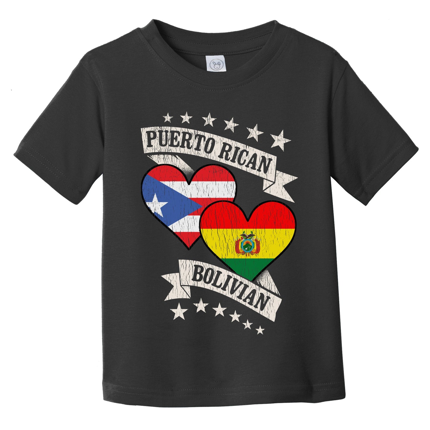 Puerto Rican Bolivian Heart Flags Puerto Rico Bolivia Infant Toddler T-Shirt
