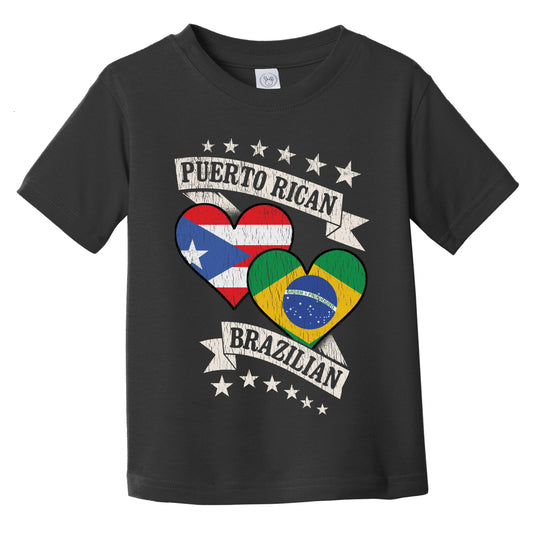 Puerto Rican Brazilian Heart Flags Puerto Rico Brazil Infant Toddler T-Shirt