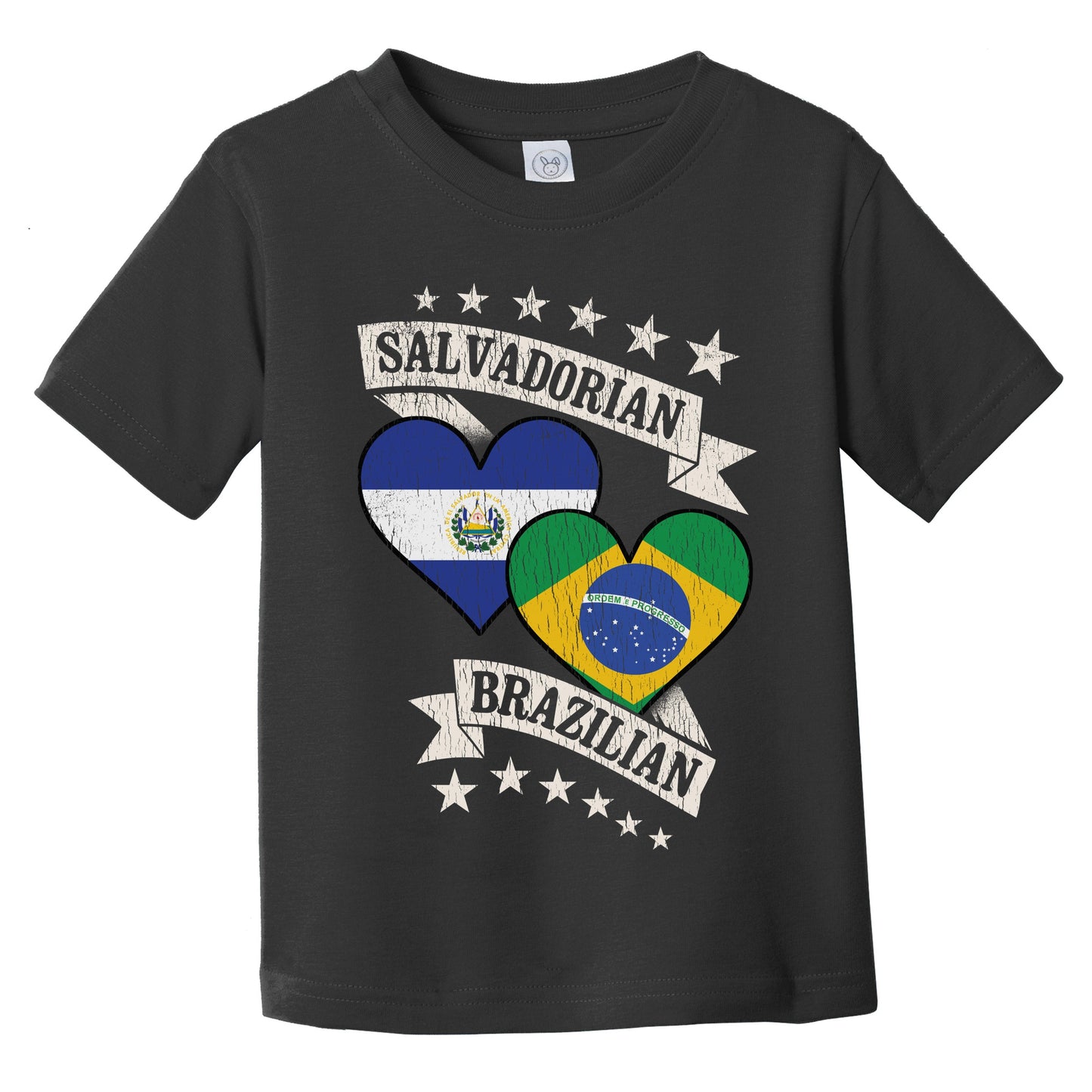 Salvadorian Brazilian Heart Flags El Salvador Brazil Infant Toddler T-Shirt