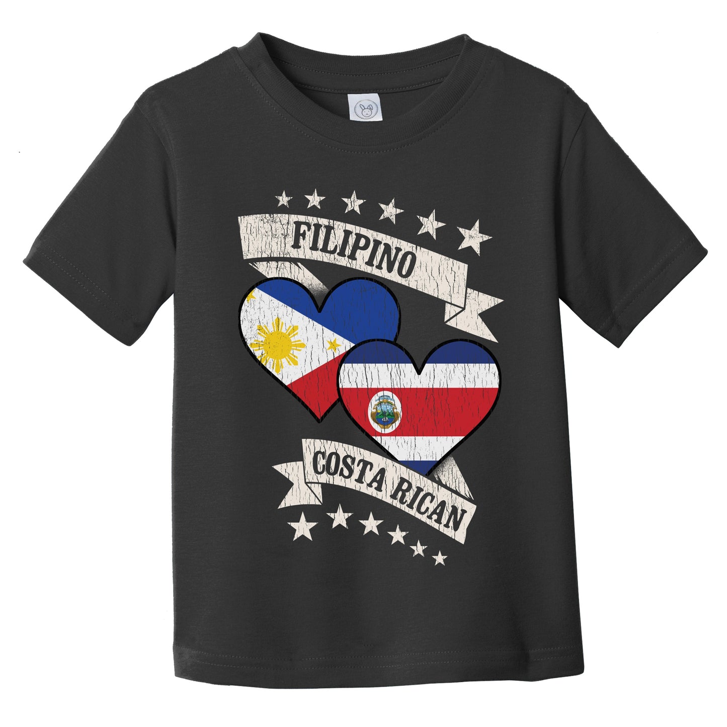 Filipino Costa Rican Heart Flags Philippines Costa Rica Infant Toddler T-Shirt
