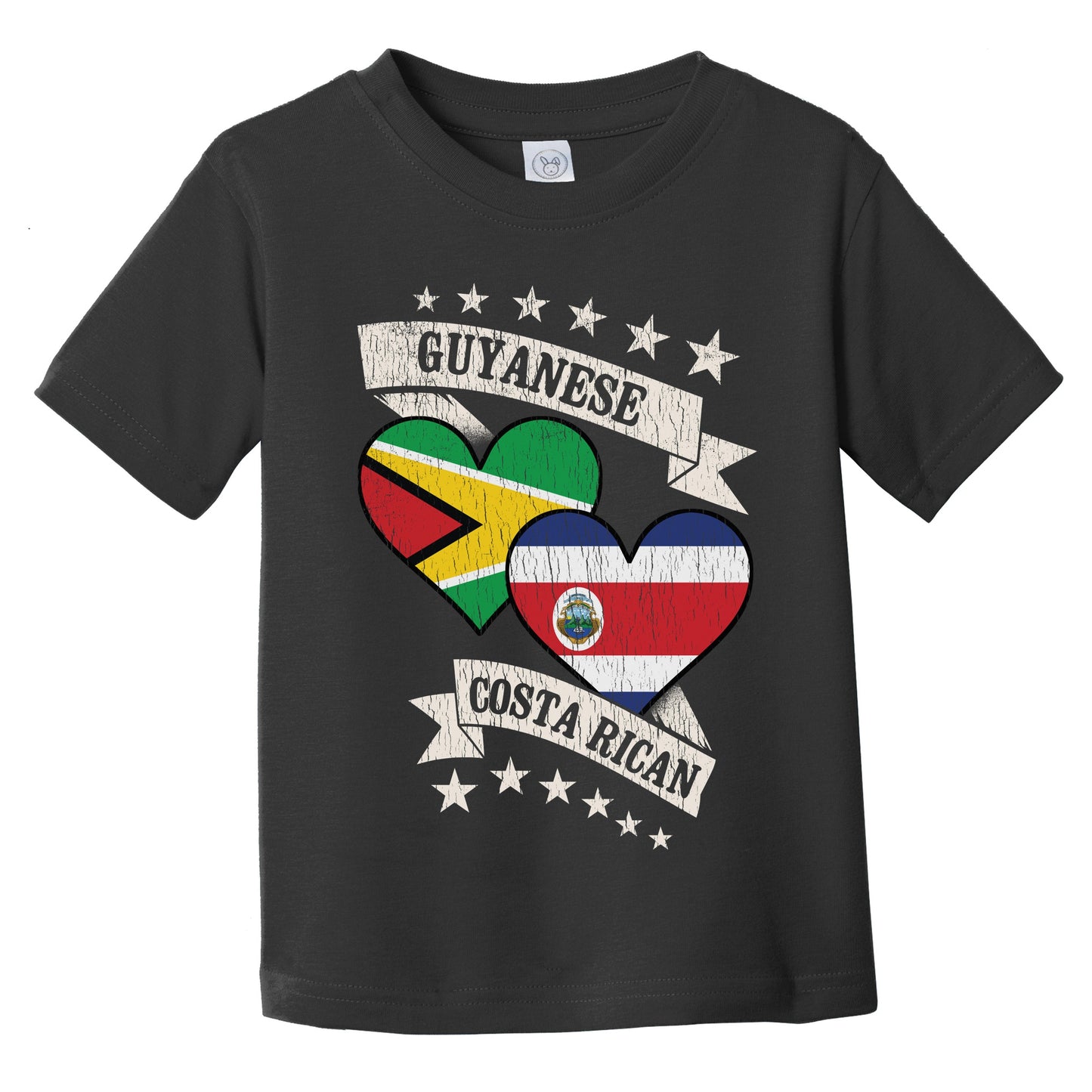 Guyanese Costa Rican Heart Flags Guyana Costa Rica Infant Toddler T-Shirt