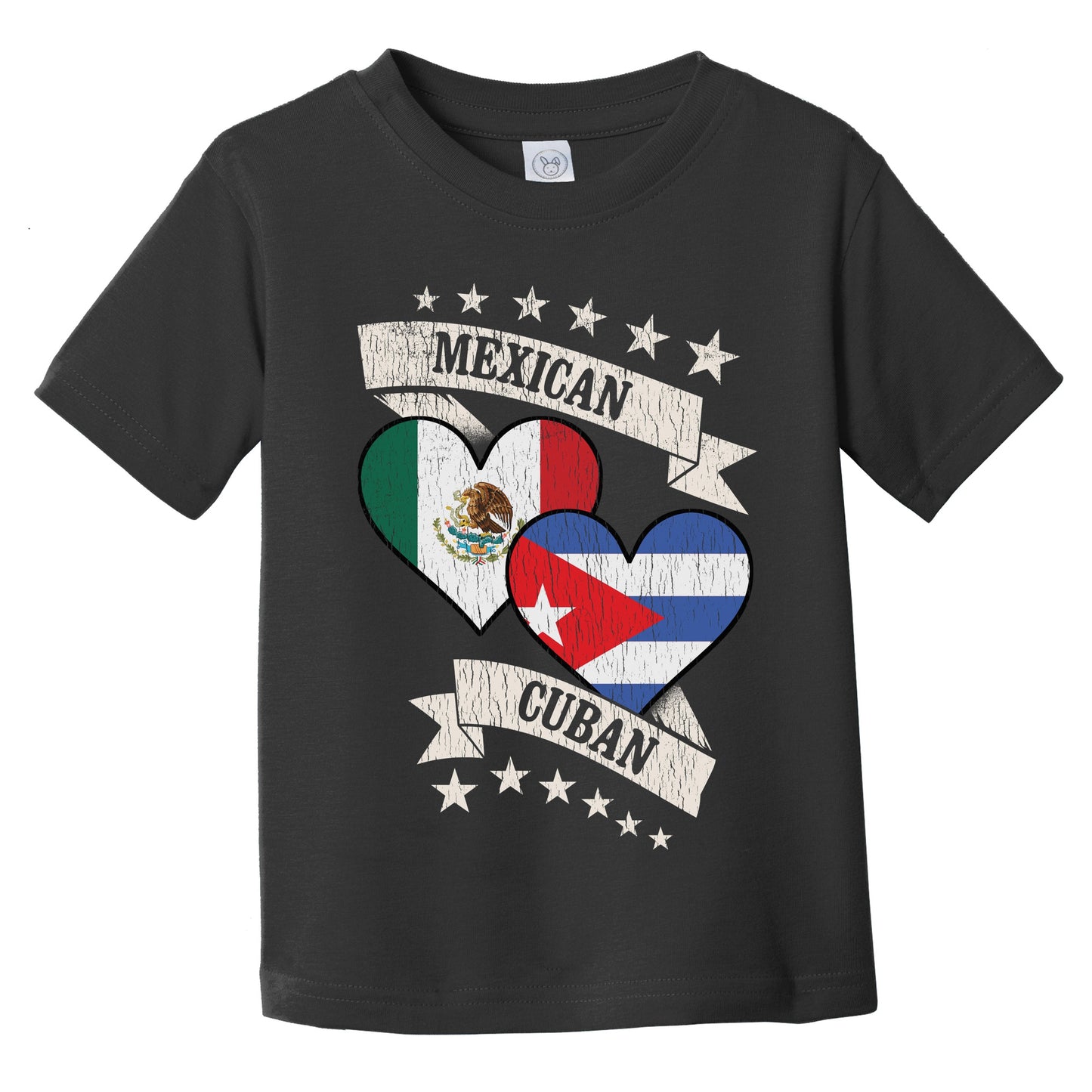 Mexican Cuban Heart Flags Mexico Cuba Infant Toddler T-Shirt